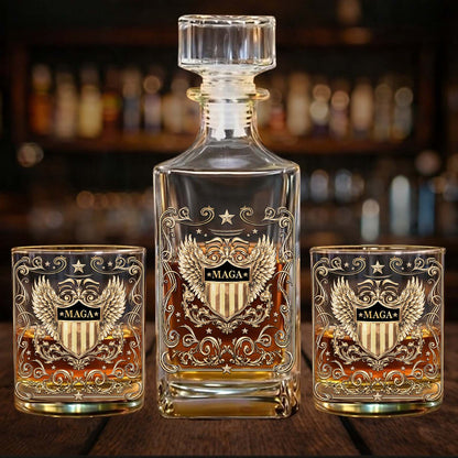 Trump MAGA Whiskey Decanter Set | President Donald Trump Whiskey Glass Whiskey Bottle 684365 - GOP