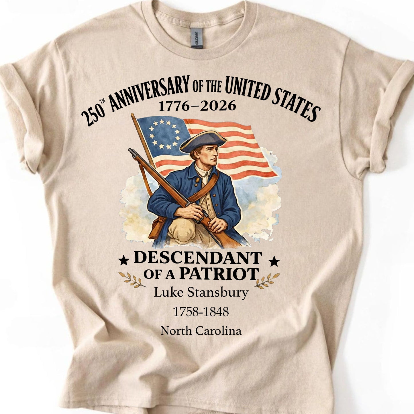 Personalized 250 Years of America Shirt, Custom Name Descendant of a Patriot, Patriotic 1776–2026 Tee 684373