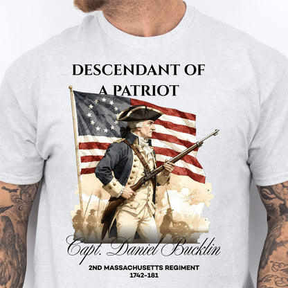 Custom Descendant of a Patriot T-shirt | Personalized Revolutionary War Heritage Family Name | Patriotic Tee 684374