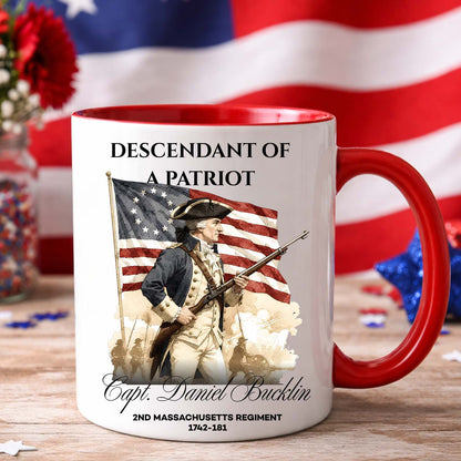 Custom Descendant of a Patriot Mug, Personalized Revolutionary War Heritage Family Name, 1776–2026 Ceramic Mug 684374
