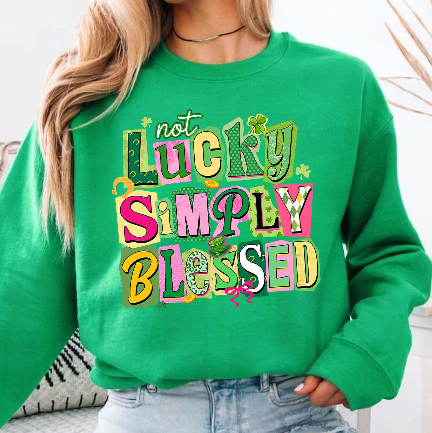 Not Lucky Simply Blessed St. Patrick's Day Coquette Shirt | St. Patricks Day Bright Shirt | St Pattys day T-Shirt 684387