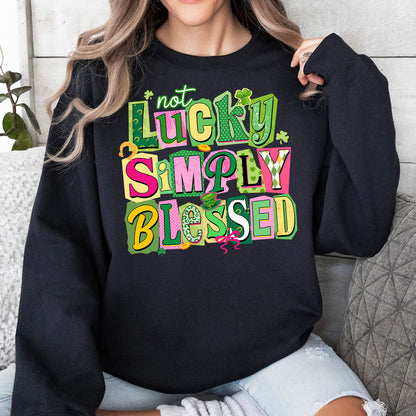 Not Lucky Simply Blessed St. Patrick's Day Coquette Shirt | St. Patricks Day Dark Shirt | St Pattys day T-Shirt 684387