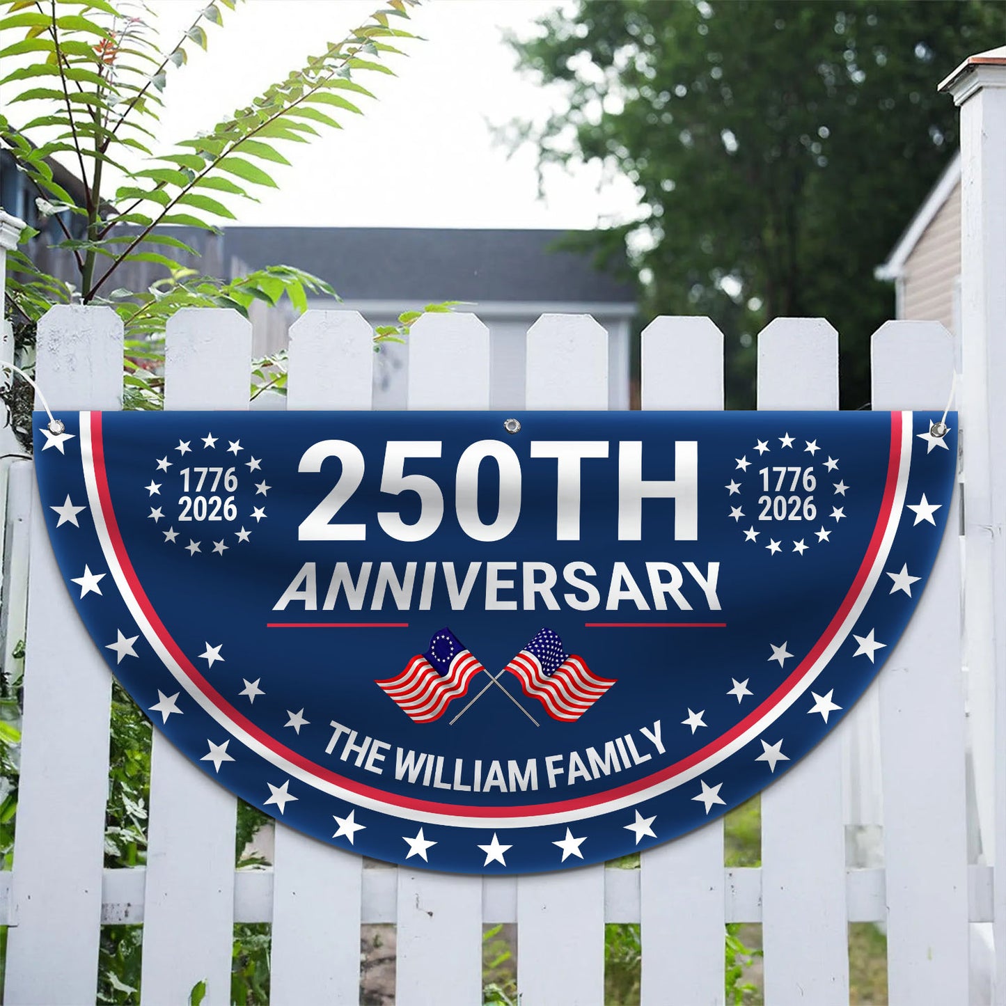 250th Anniversary Semicircle Flag | Personalized House Flag | America 1776-2026 Anniversary 684411