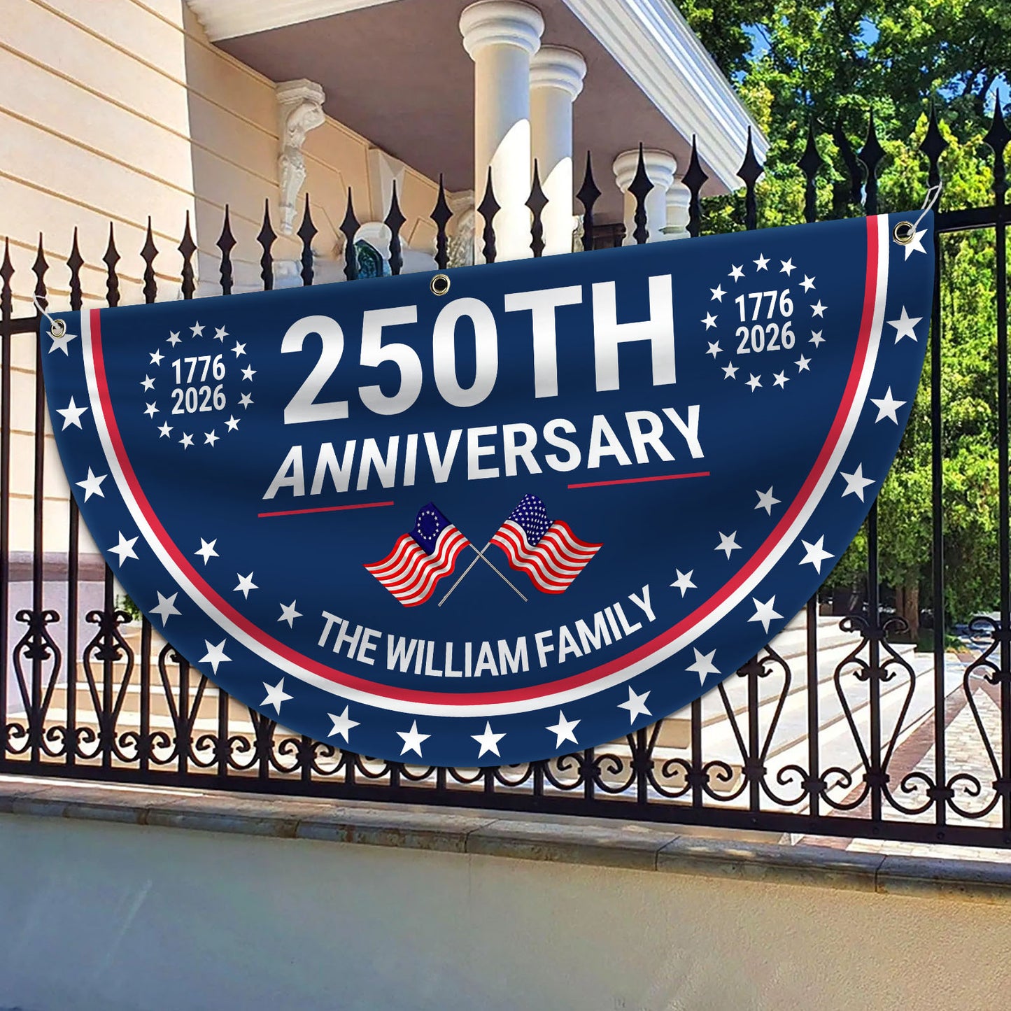 250th Anniversary Semicircle Flag | Personalized House Flag | America 1776-2026 Anniversary 684411