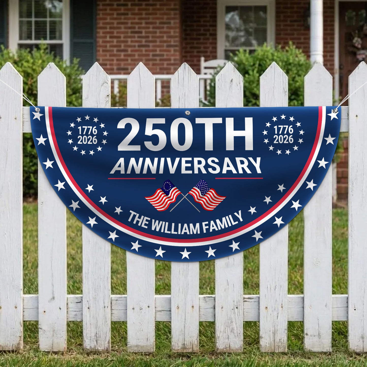 250th Anniversary Semicircle Flag | Personalized House Flag | America 1776-2026 Anniversary 684411