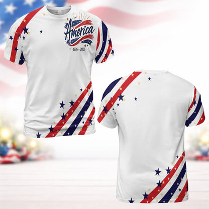 USA Semiquincentennial Since 1776 AOP Shirt | Happy Birthday USA AOP Shirt | Independence Day Shirt 684416