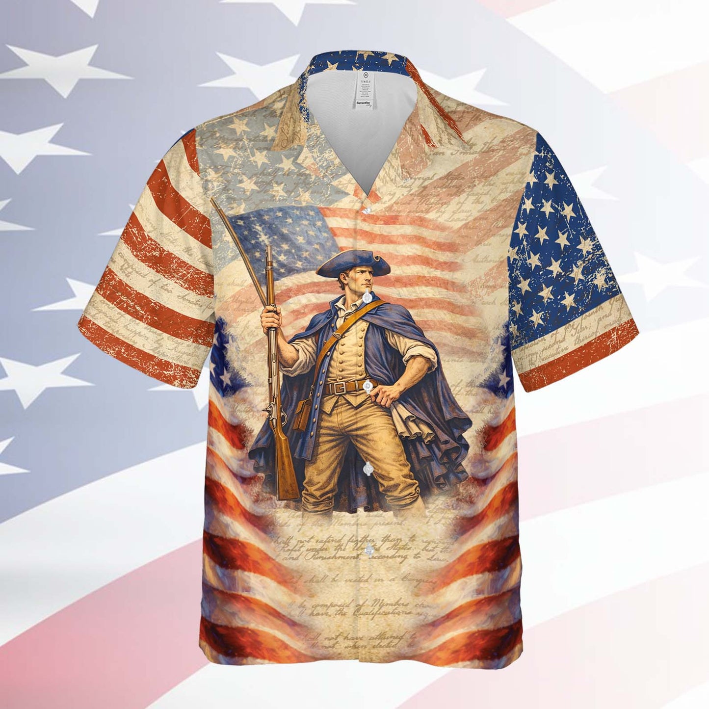 Personalized 250 Years of America Hawaiian Shirt, Custom Name Descendant of a Patriot, Patriotic AOP Shirt 1776–2026 684426