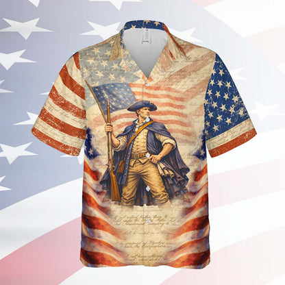 Personalized 250 Years of America Hawaiian Shirt, Custom Name Descendant of a Patriot, Patriotic AOP Shirt 1776–2026 684426