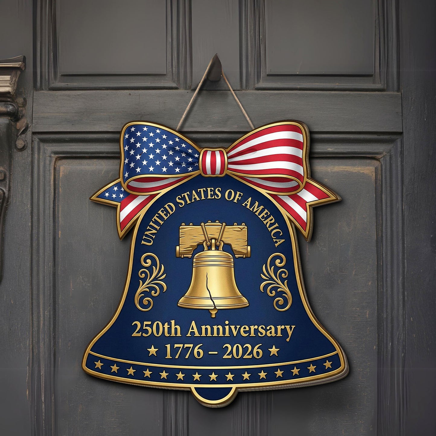 USA 250th Anniversary Wooden Liberty Bell Sign | 1776-2026 Semiquincentennial Wooden Sign 684428