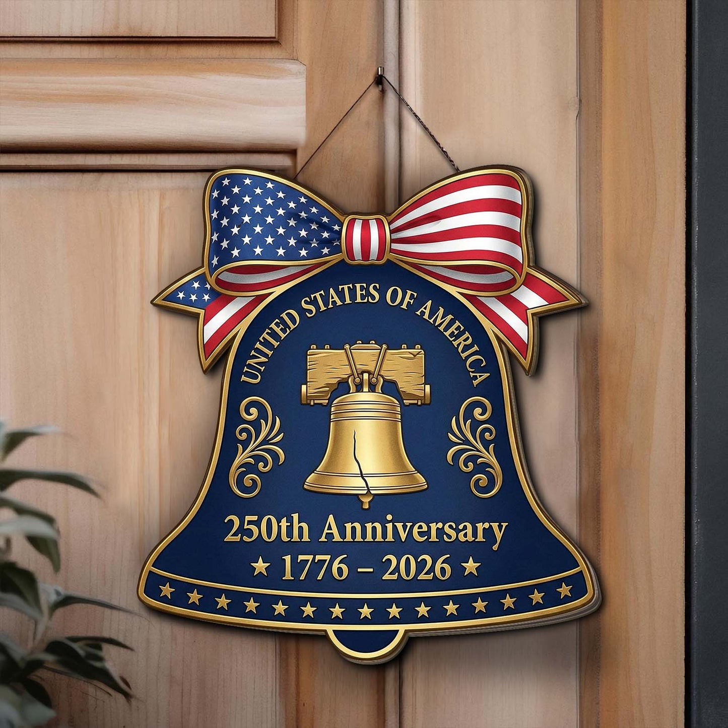 USA 250th Anniversary Wooden Liberty Bell Sign | 1776-2026 Semiquincentennial Wooden Sign 684428