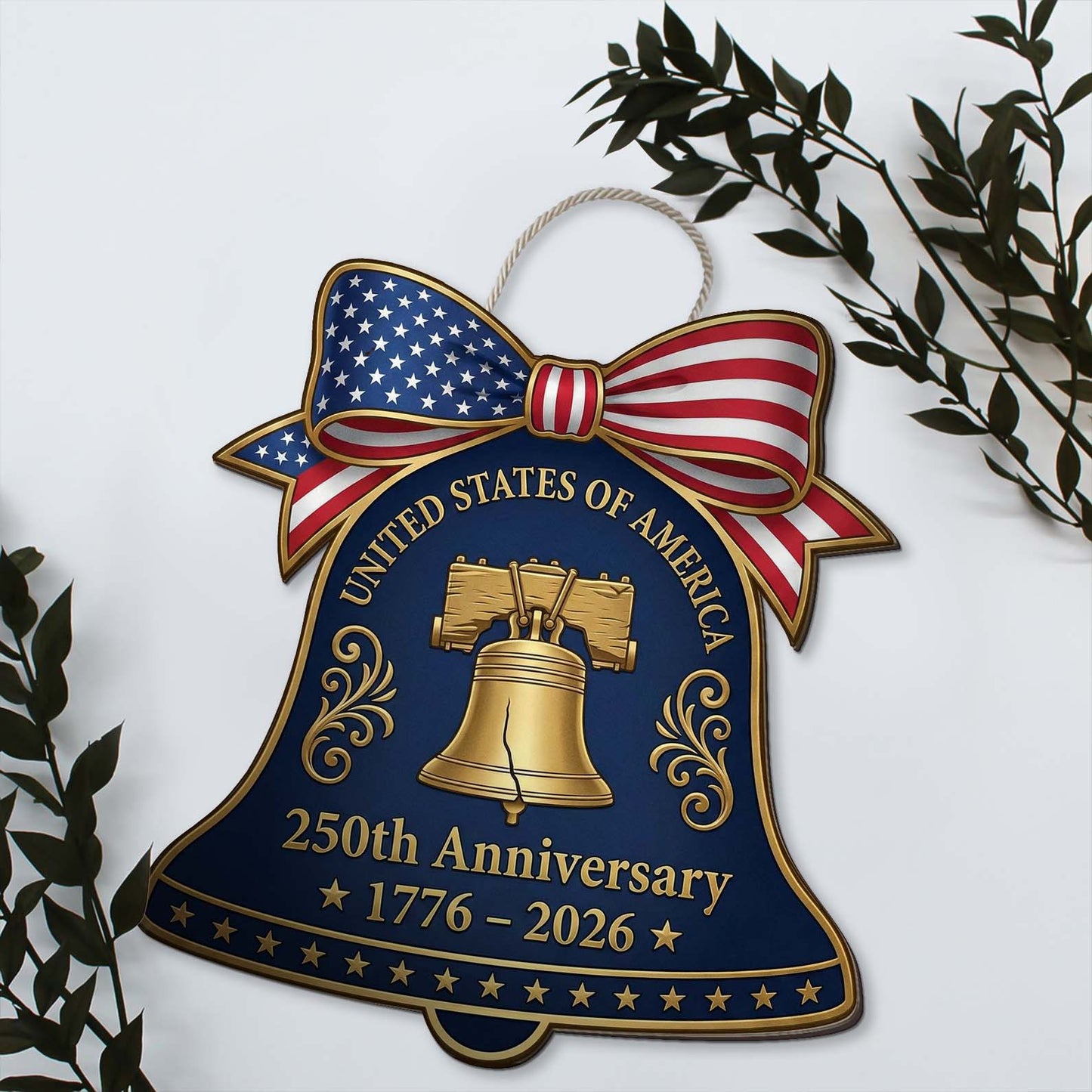 USA 250th Anniversary Wooden Liberty Bell Sign | 1776-2026 Semiquincentennial Wooden Sign 684428