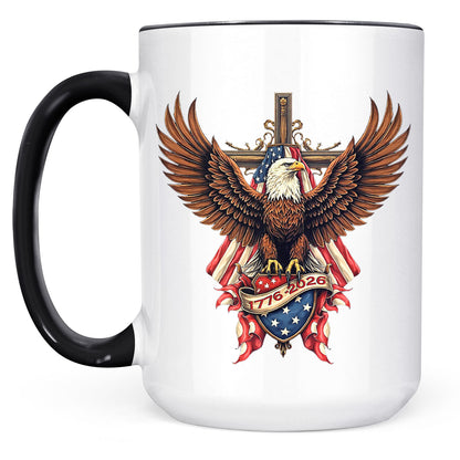 250 Years USA Anniversary Mug | Patriotic Eagle US Flag 1776–2026 White Mug Accent Mug 684454