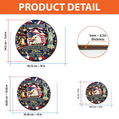 Personalized America 250th Anniversary Wooden Sign | 1776-2026 Semiquincentennial Wood Wreath | Patriotic Decor 684477