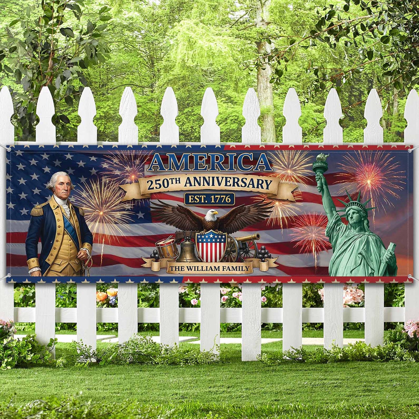 Personalized America 250th Anniversary Banner Flag | Patriotic Banner 684481