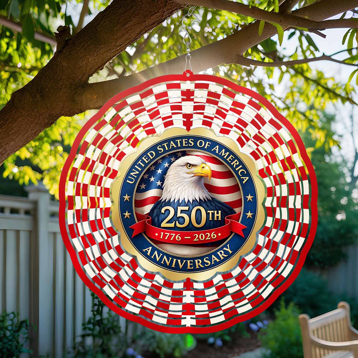 USA 250 Years Anniversary Wind Spinner | Patriotic 1776–2026 Independence Day Wind Spinner | Garden Decor 684490