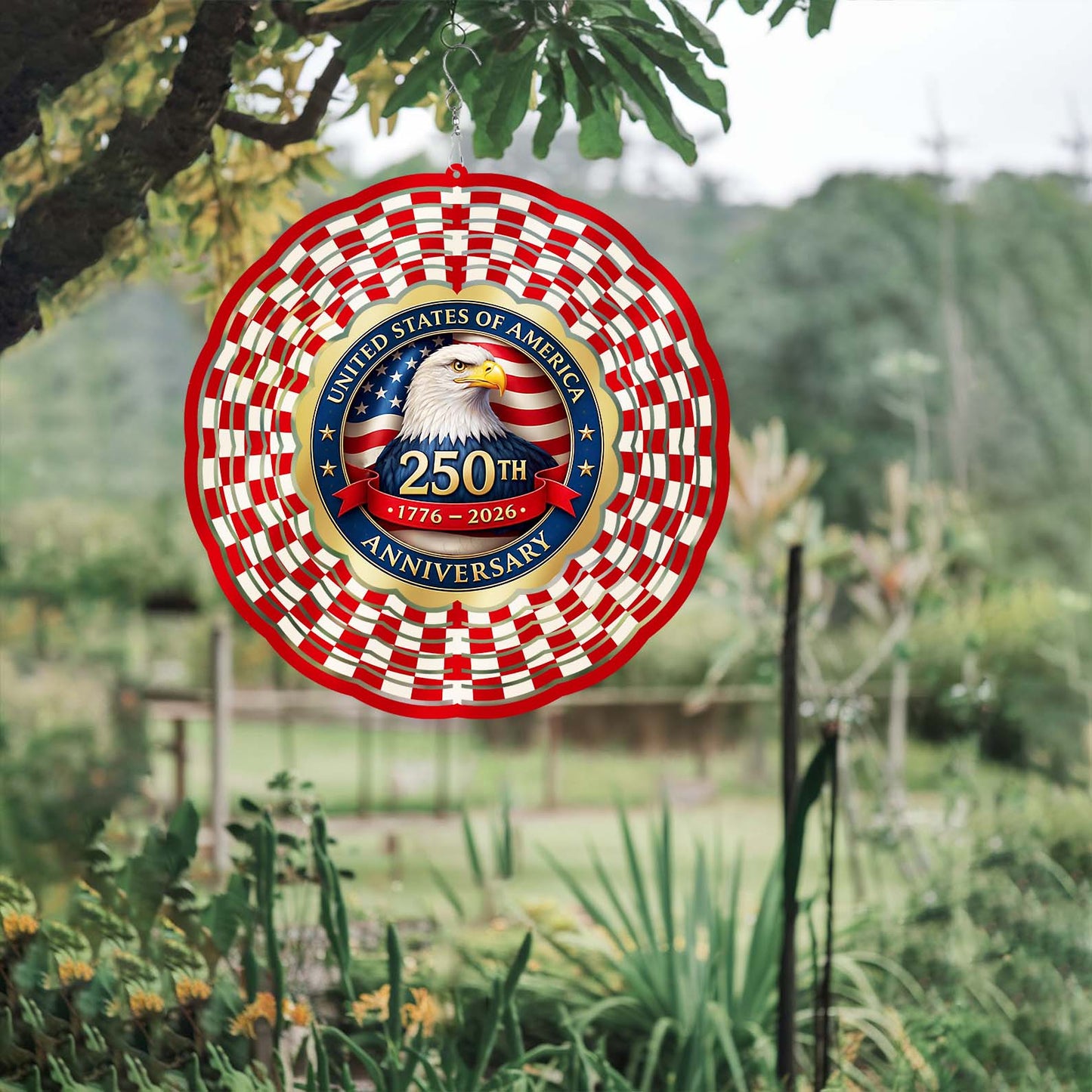 USA 250 Years Anniversary Wind Spinner | Patriotic 1776–2026 Independence Day Wind Spinner | Garden Decor 684490