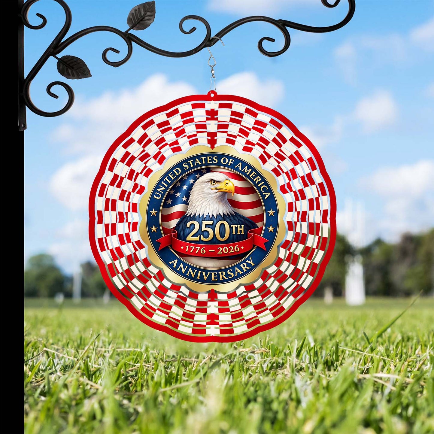 USA 250 Years Anniversary Wind Spinner | Patriotic 1776–2026 Independence Day Wind Spinner | Garden Decor 684490