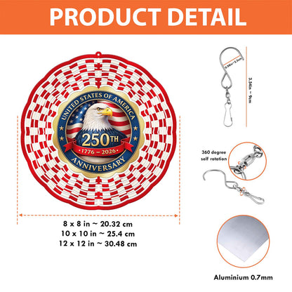 USA 250 Years Anniversary Wind Spinner | Patriotic 1776–2026 Independence Day Wind Spinner | Garden Decor 684490