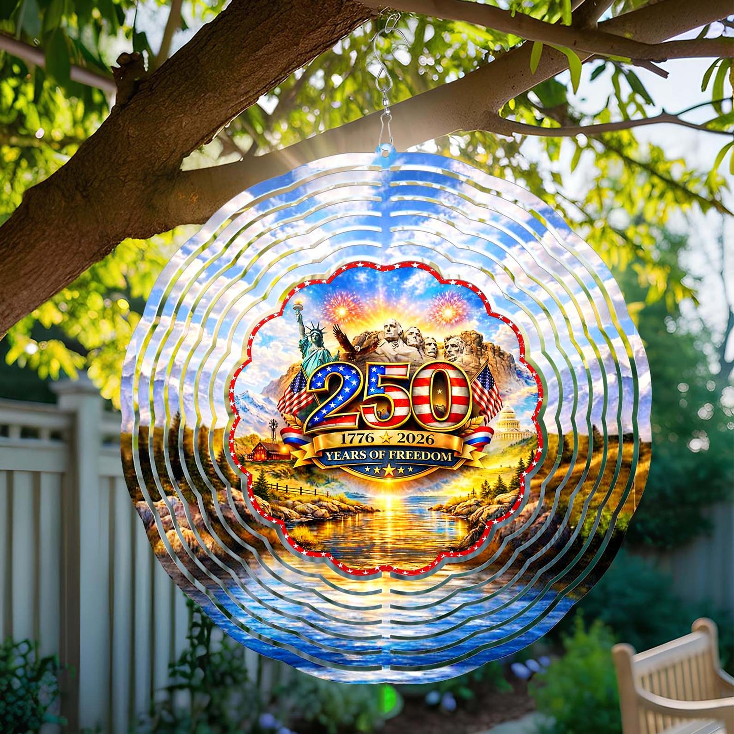 250 Years of Freedom Wind Spinner | Patriotic 1776–2026 4th of July Wind Spinner | USA Garden Decor 684491