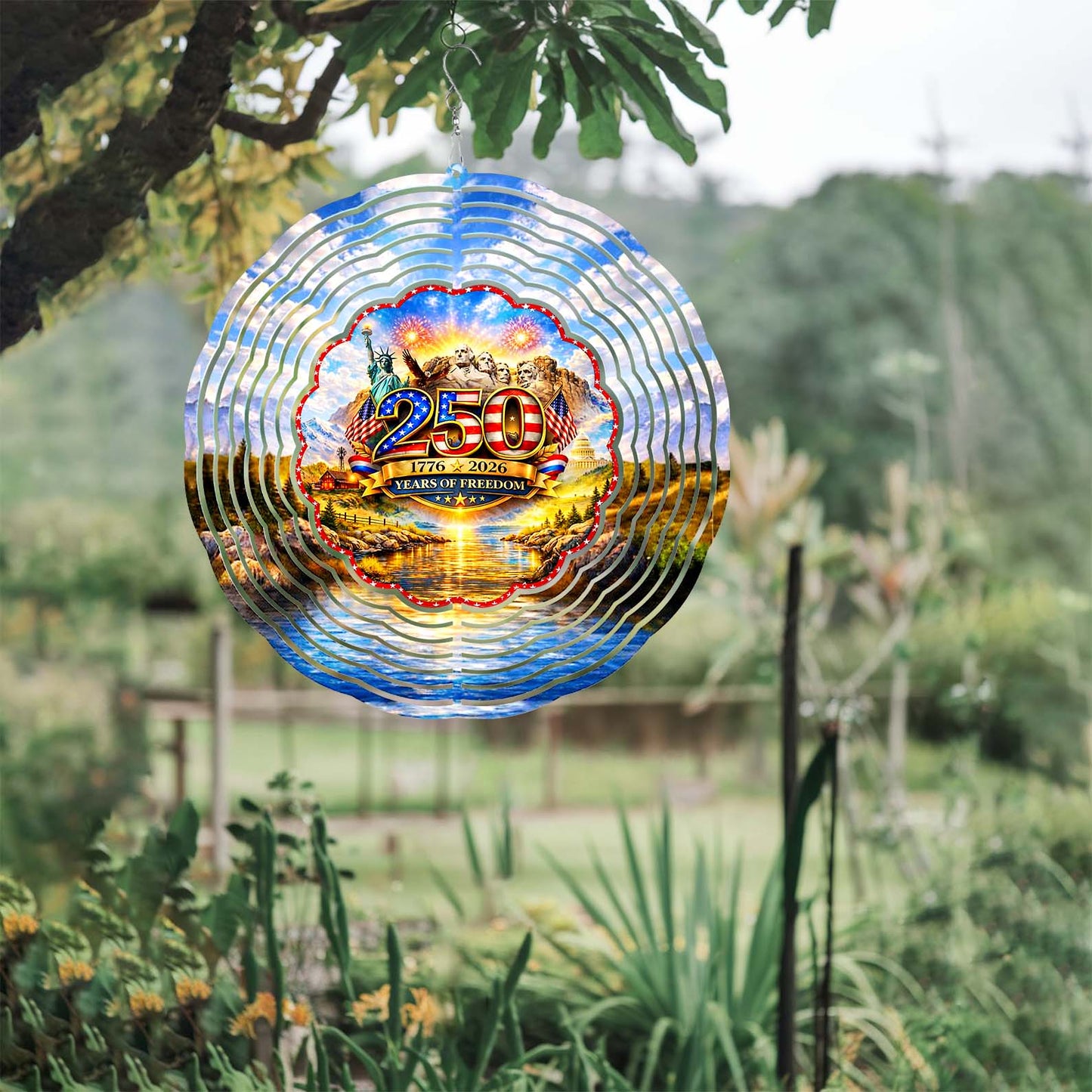 250 Years of Freedom Wind Spinner | Patriotic 1776–2026 4th of July Wind Spinner | USA Garden Decor 684491