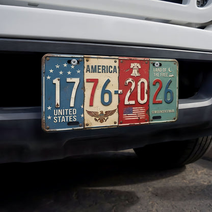 USA 250 Years Anniversary License Plate | Rustic License Plate Art 1776-2026 Semiquincentennial 684519