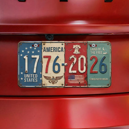 USA 250 Years Anniversary License Plate | Rustic License Plate Art 1776-2026 Semiquincentennial 684519