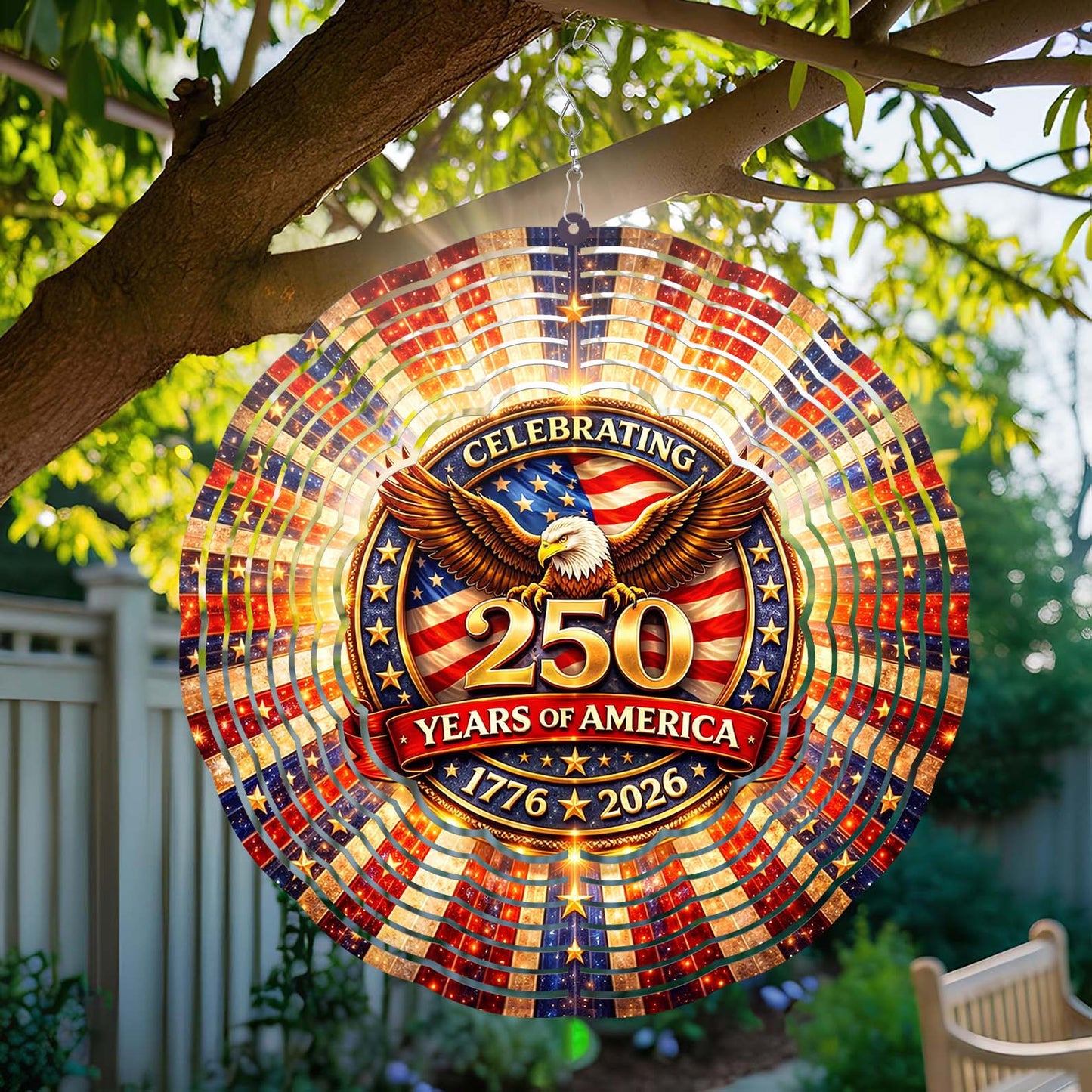 Patriotic Bald Eagle 250 Years Anniversary USA Wind Spinner | 4th of July 1776–2026 Outdoor Decor 684531