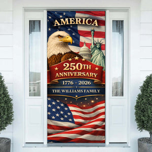 Personalized 250 Years of America Door Cover | Custom Name Patriotic Eagle USA Door Decor 684556