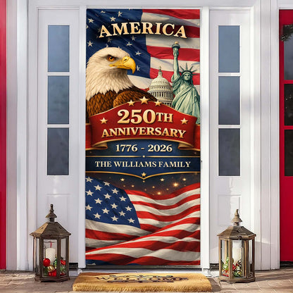 Personalized 250 Years of America Door Cover | Custom Name Patriotic Eagle USA Door Decor 684556