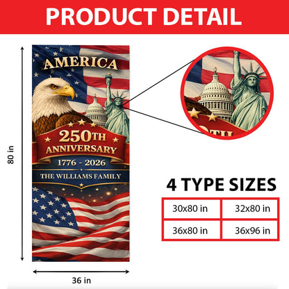 Personalized 250 Years of America Door Cover | Custom Name Patriotic Eagle USA Door Decor 684556