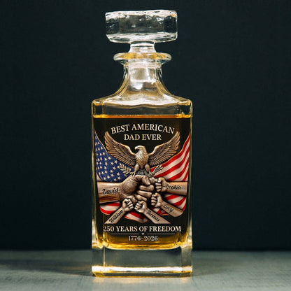 Personalized 250 Years of Freedom Whiskey Decanter Set | Best American Dad Ever Whiskey Glass Whiskey Bottle 684609