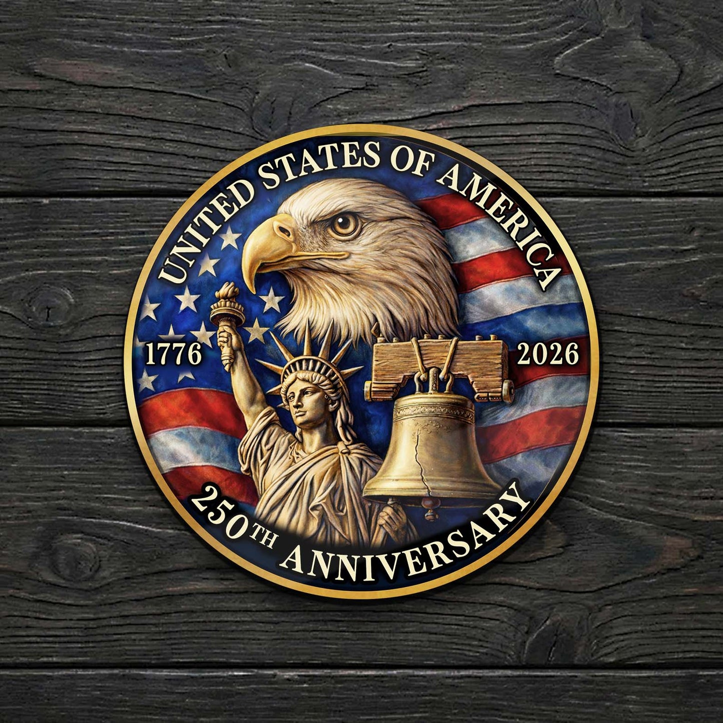 USA 250 Years Anniversary Lapel Pin 1776–2026 | Pack of 10 Patriotic Eagle Liberty Pin 684621