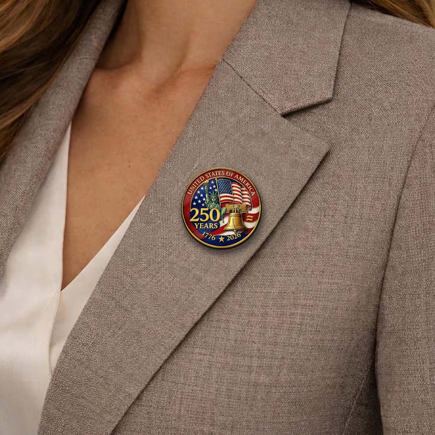 USA 250 Years 1776–2026 Anniversary Lapel Pin Pack of 10 | Patriotic Liberty US Flag Commemorative Pin 684622