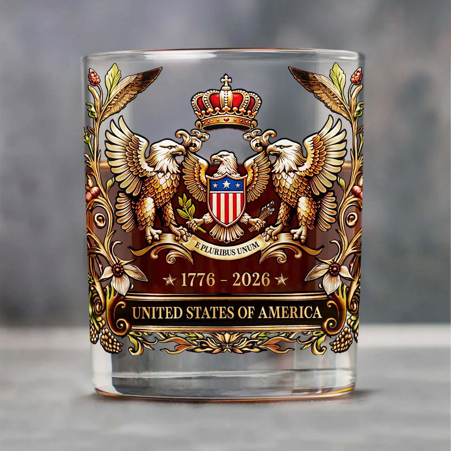USA 250 Years Anniversary Whiskey Glass | Patriotic 1776–2026 Whiskey Glass 684634
