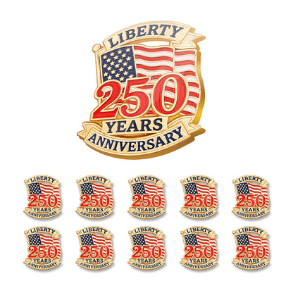 Liberty 250 Years Anniversary American Flag Lapel Pin Pack of 10, Patriotic 1776–2026 Keepsake Gift 684697