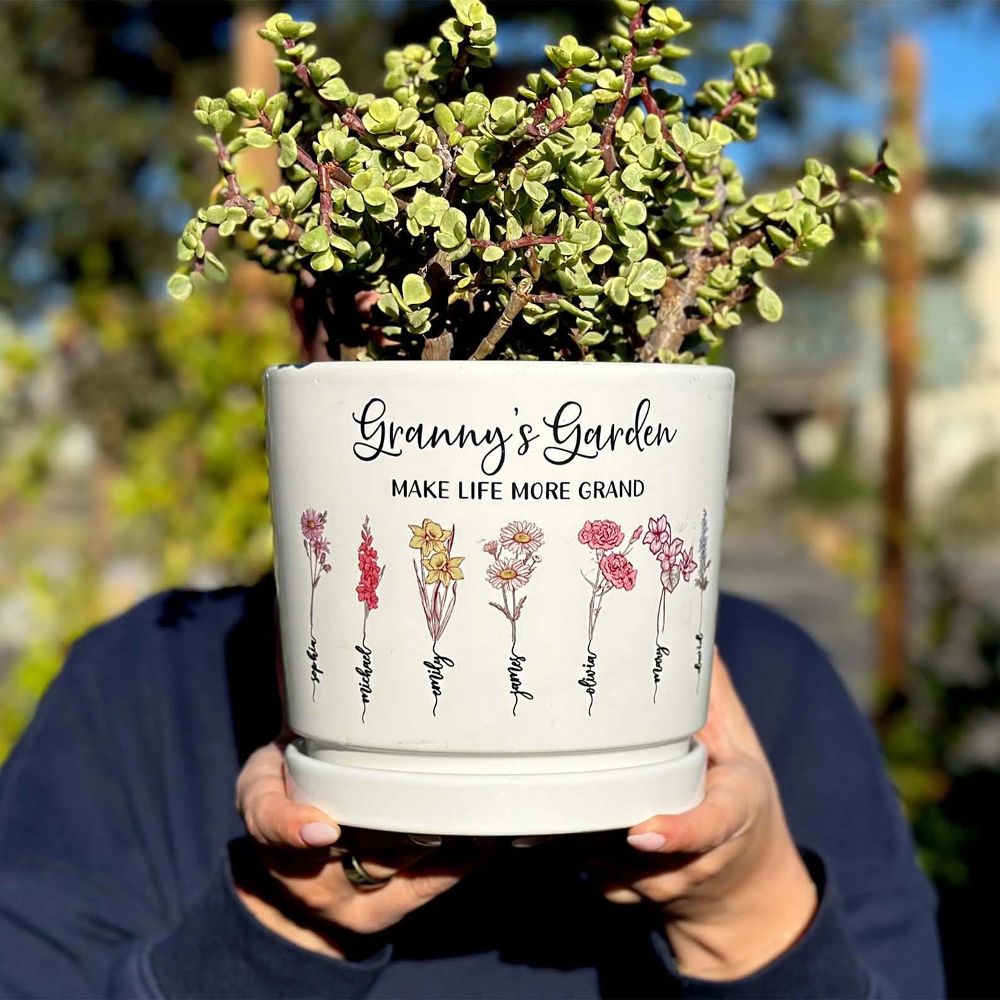 Grandmas Garden Gift for Grandma | Personalized Flower Pot | Custom Birth Flower | Gift For Mom 684711