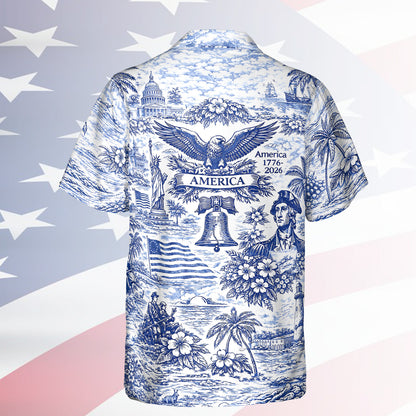 250 Years of America Hawaiian Shirt 1776–2026 | Vintage Patriotic AOP Hawaii Shirt | 4th of July Shirt 684725