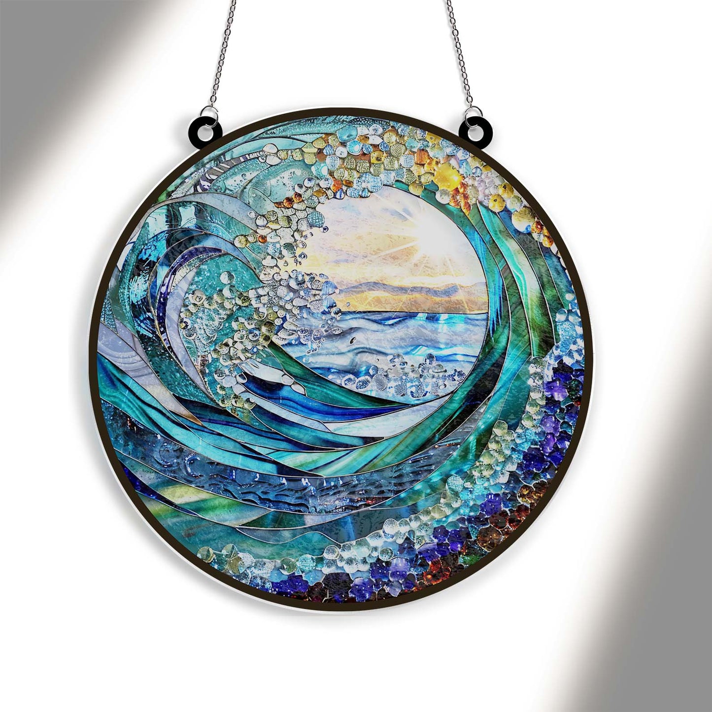 Ocean Wave Suncatcher Ornament | Beach Coastal House Window Hanging Suncatcher Gift 684754