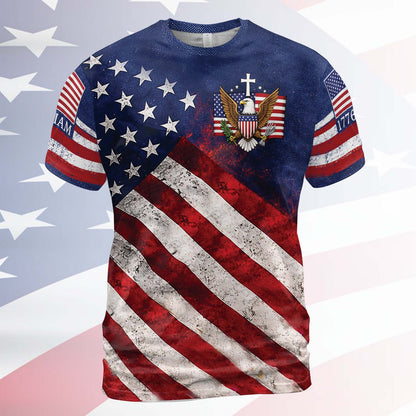 Personalized 250 Years 1776-2026 American Flag AOP Shirt, Patriotic Eagle USA All-Over Print T-Shirt 684815