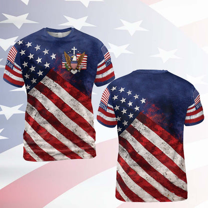 Personalized 250 Years 1776-2026 American Flag AOP Shirt, Patriotic Eagle USA All-Over Print T-Shirt 684815