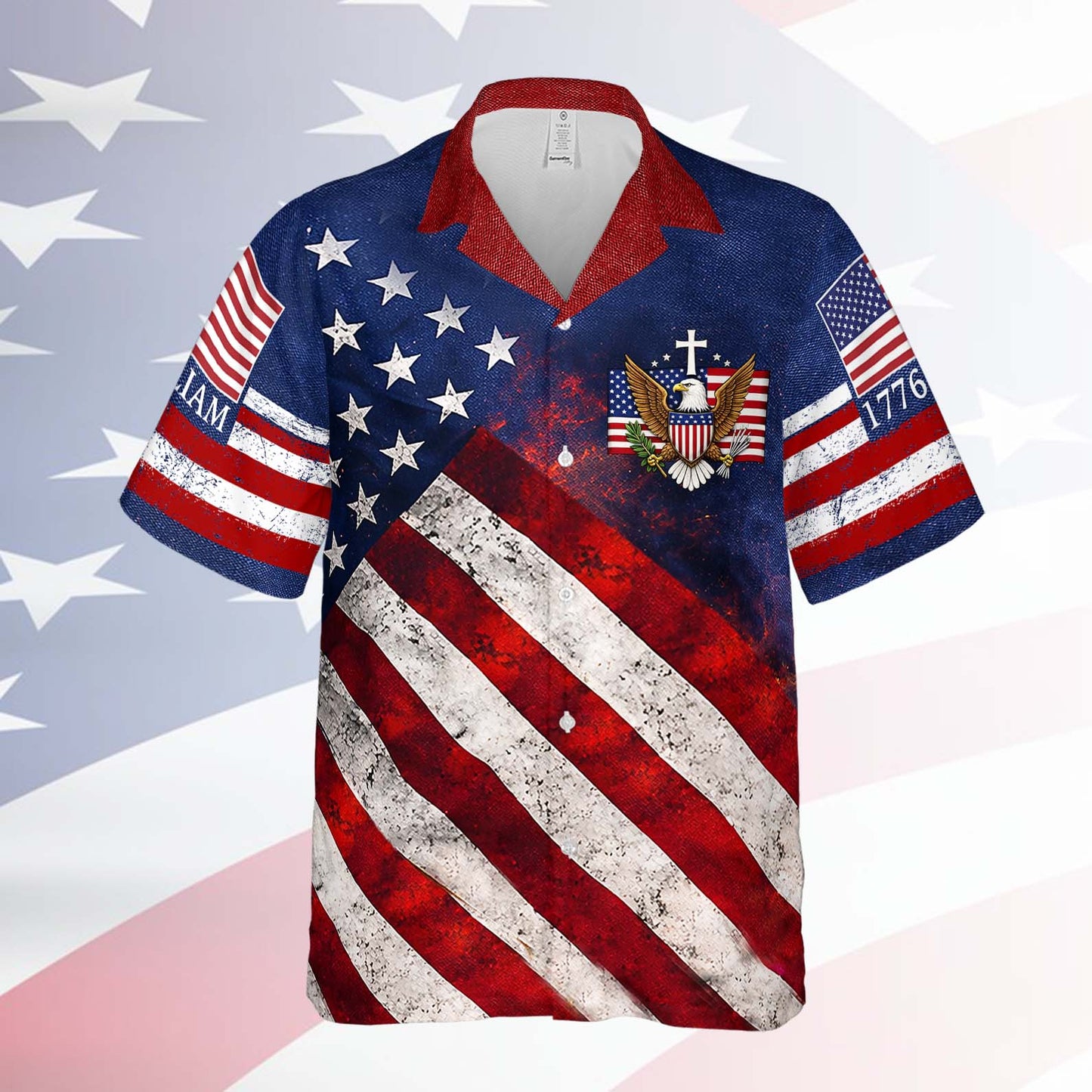 Personalized 250 Years 1776-2026 American Flag Hawaiian Shirt, Patriotic Eagle USA AOP Hawaii Shirt 684815