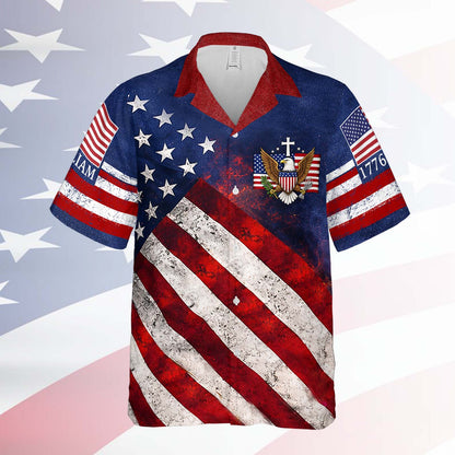 Personalized 250 Years 1776-2026 American Flag Hawaiian Shirt, Patriotic Eagle USA AOP Hawaii Shirt 684815