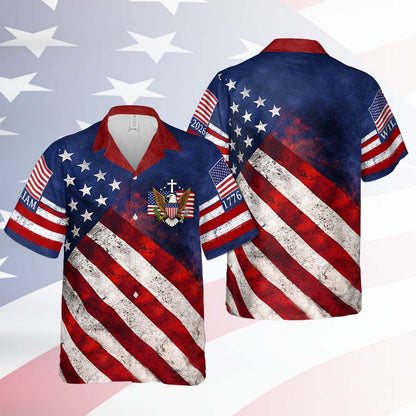 Personalized 250 Years 1776-2026 American Flag Hawaiian Shirt, Patriotic Eagle USA AOP Hawaii Shirt 684815