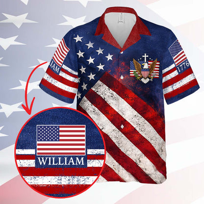 Personalized 250 Years 1776-2026 American Flag Hawaiian Shirt, Patriotic Eagle USA AOP Hawaii Shirt 684815