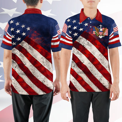 Personalized 250 Years 1776-2026 American Flag AOP Polo Shirt, Patriotic Eagle USA All-Over Print Polo T-Shirt 684815