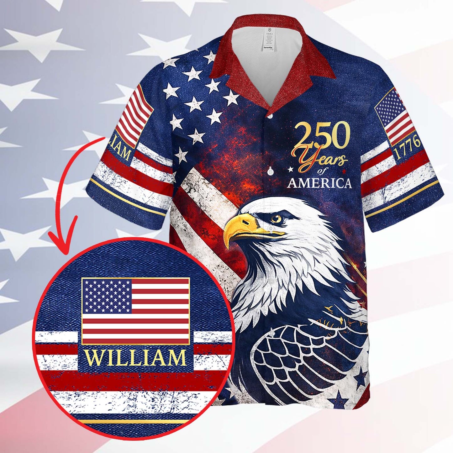 Personalized 250 Years Of America 1776–2026 Hawaiian Shirt, Patriotic Independence Day Hawaii Shirt 684819