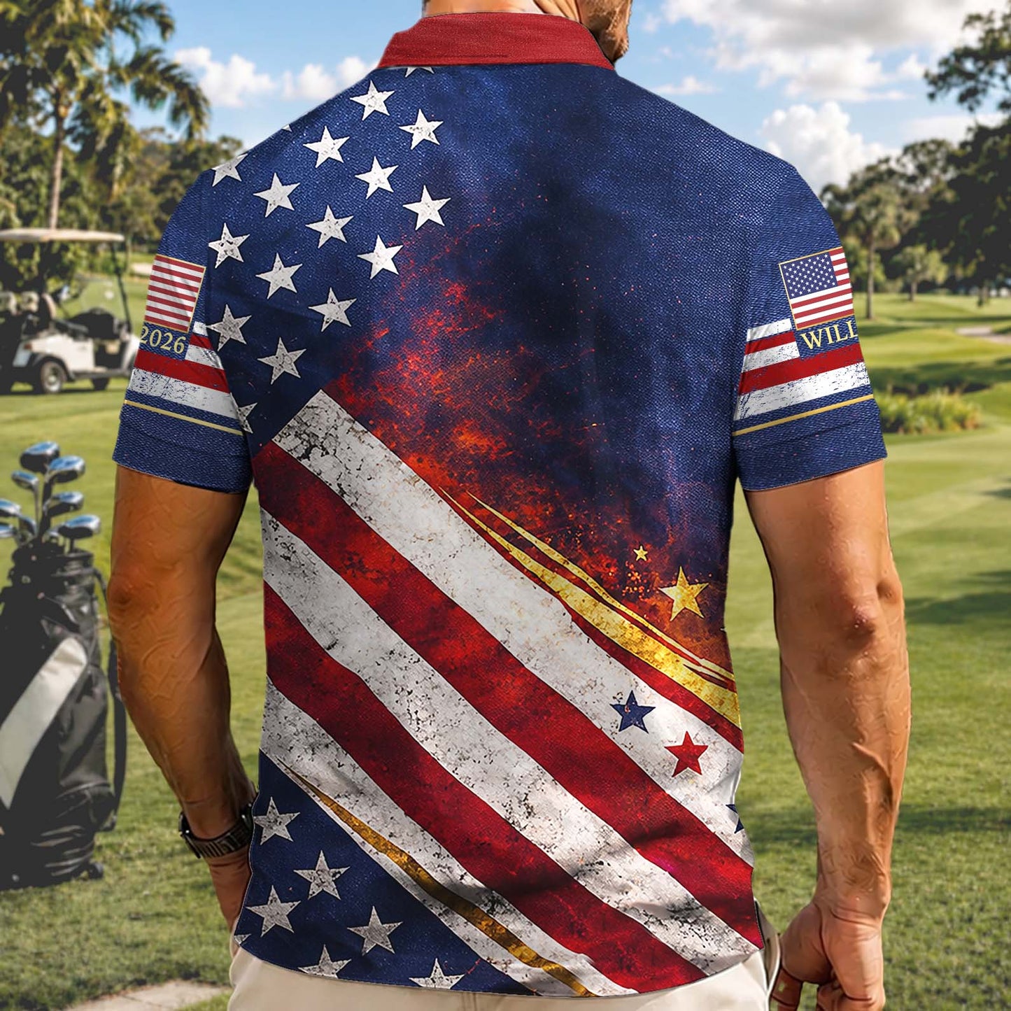 Personalized 250 Years Of America 1776–2026 Polo Shirt, Vintage Patriotic All-Over Print Polo, Independence Day Shirt 684819