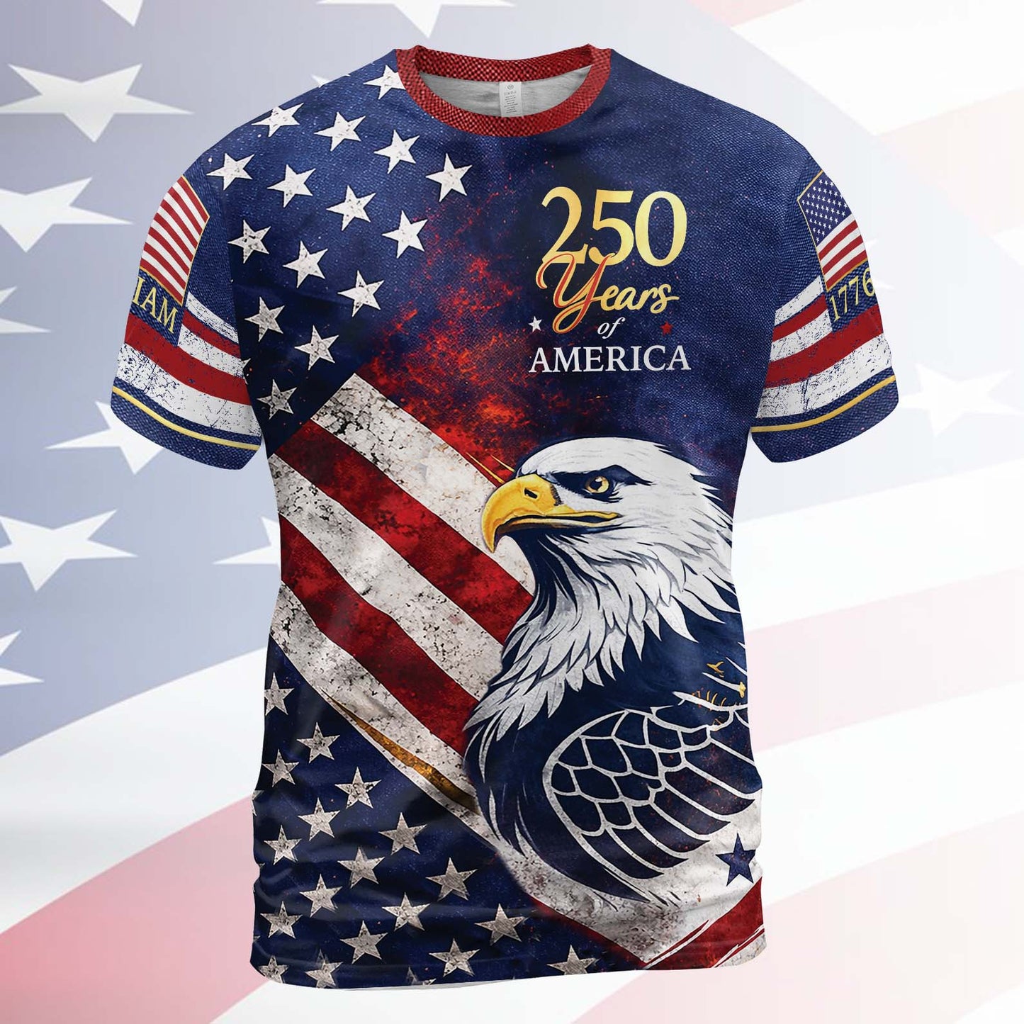 Personalized 250 Years Of America 1776–2026 AOP Shirt, Patriotic Eagle USA All-Over Print T-Shirt 684819