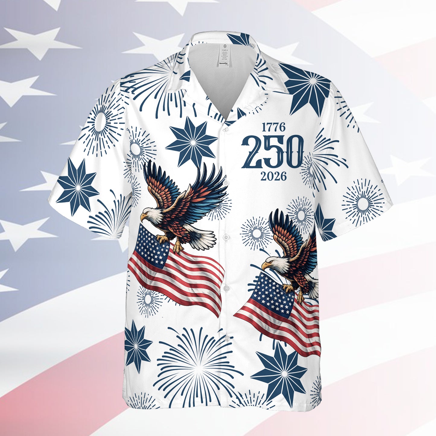 250 Years 1776-2026 Patriotic Hawaiian Shirt, Eagle US Flag AOP Hawaii Shirt, 4th of July Gift 684847