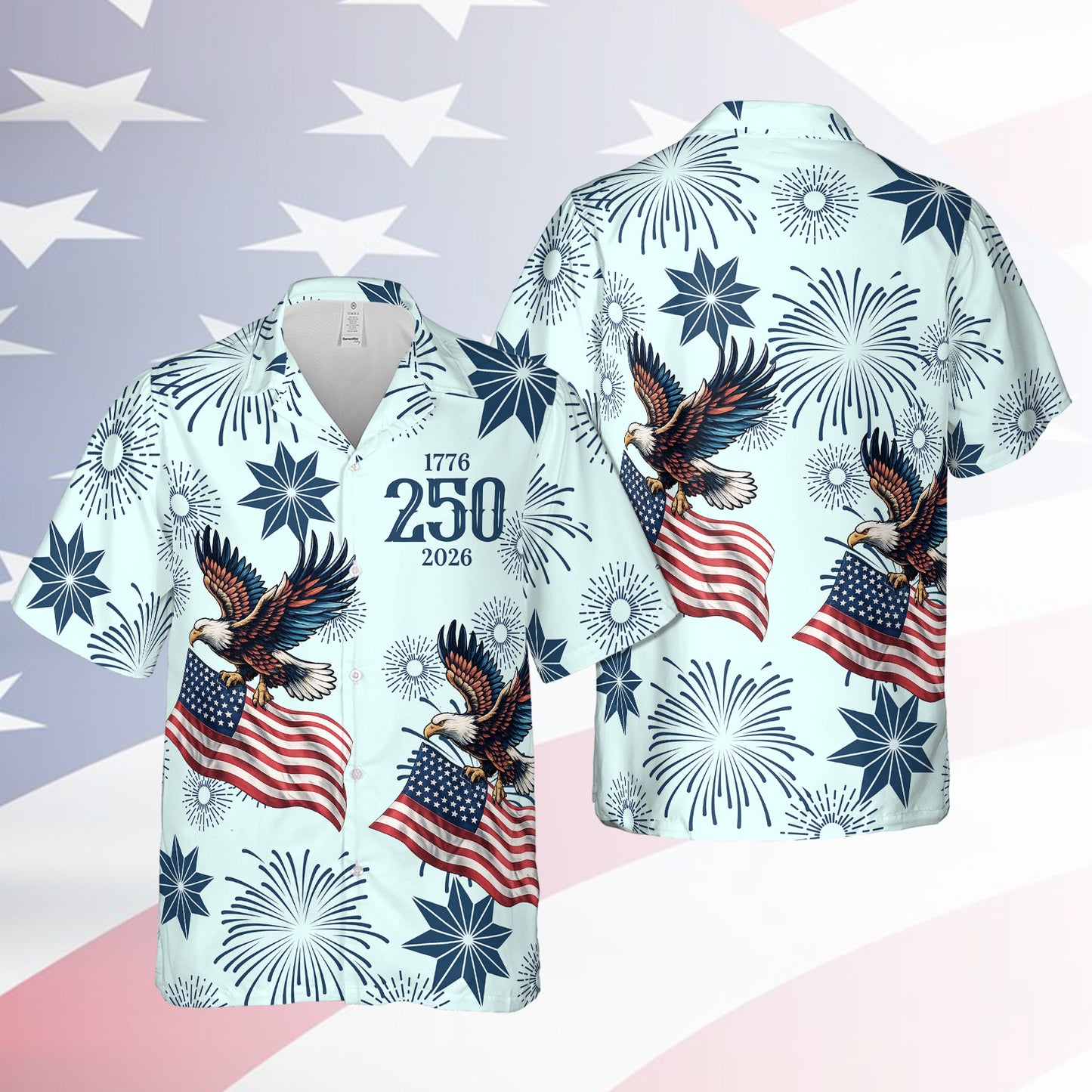 250 Years 1776-2026 Patriotic Hawaiian Shirt, Eagle US Flag AOP Hawaii Shirt, 4th of July Gift 684847
